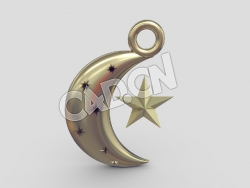 C4D月亮星星立体挂件装饰模型 Moon