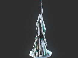 未来科幻创意摩天大楼建筑c4d模型 Sci-Fi Futuristic Future Fantasy City Building-4