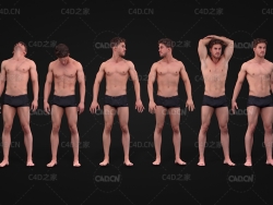 穿裤衩的健身男性 Anatomical Reference Bundle 004 – 3D Model Human-Engine