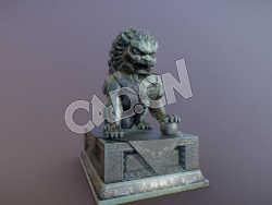 C4D铜狮雕塑模型 Stone lion