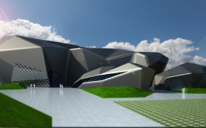 一个剧院课题建筑设计渲染作品 vray for c4d