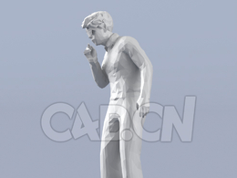 低面多边形卡通人物猫腰抬手描述事情的男性模型