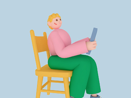 坐着玩手机的商务办公男孩人物C4D OCTANE模型下载