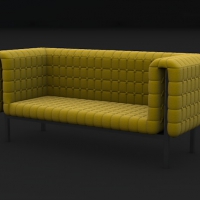 黄色沙发C4D模型 sofa 3d model
