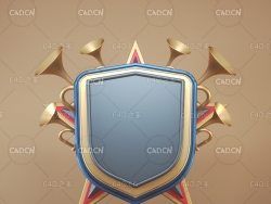 C4D OCTANE金属盾牌电商创意背景工程