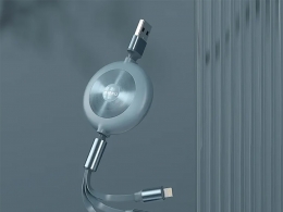 高精度C4D Redshift三合一伸缩数据线充电头模型含贴图材质简约场景现代产品建模渲染工程