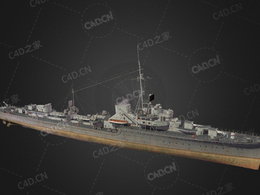 德国海军T-61驱逐舰六级驱逐舰C4D模型下载T 61 3d model