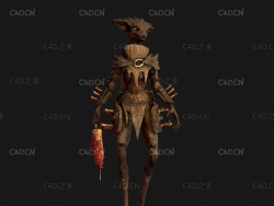 C4D猫人阿尔萨夫卡通角色模型