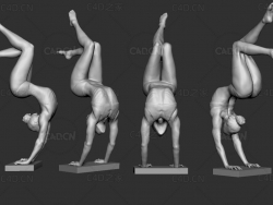女性健美 倒立的人体 瑜伽 体操姿势C4D模型
