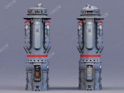 核武器核能源储存罐C4D模型ACHTUNG