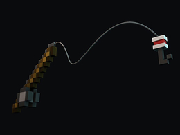 我的世界像素模型：钓鱼杆C4D模型 Vanes Fishing rod (C4D)