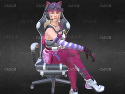 转椅上的猫装女人模型