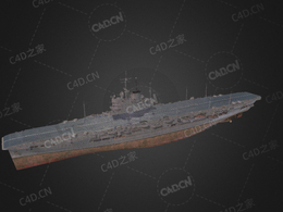 英国海军舰队航母不屈号航空母舰C4D模型下载Indomitable 3d model