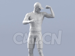 低面多边形卡通人物锻炼肌肉的男人模型