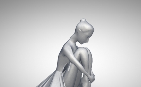 沉思的芭蕾舞女孩/跳舞女孩雕塑C4D模型 Ballet girl sculpture 3D model