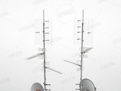 卫星锅信号接收杆C4D模型下载