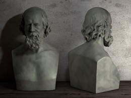 C4D名人塑像 英国诗人丁尼生半身像雕塑 tennyson bust marble