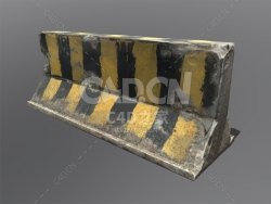 C4D超写实混凝土路障防撞墙模型下载