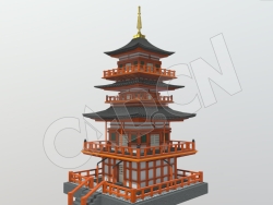 古代寺庙佛塔建筑模型