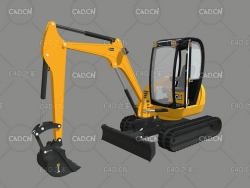 C4D小型JCB英国挖掘机模型