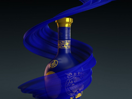C4D五粮液蓝瓶酒静帧渲染模型 （Octane）