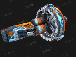 C4D科幻驱动船空间战太空基地方舟模型Sci Fi Warp Drive Ship EX6