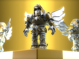 长翅膀的卡通盔甲武士C4D模型 Sun Slayers