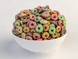一碗谷类七彩圈零食C4D模型 cereal bowl