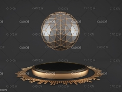 C4D OCTANE暗黑低面多边形科技悬浮网格地球