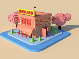 C4D卡通商店模型