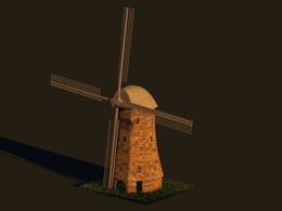 旋转的风车C4D模型 Cinema4D Windmill 3D Model