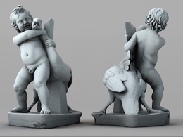 小孩与鹅雕塑C4D模型 Child With Goose 3d model