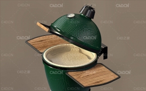 绿色带压力表烧烤架C4D模型 Green Egg Grill