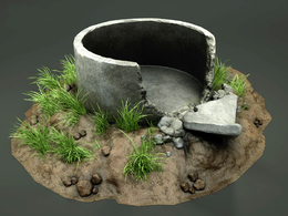 破碎的水池C4D模型 Melting Pot