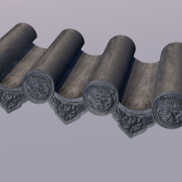 石瓦、青瓦、砖瓦3D模型 Stone tile