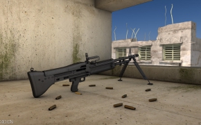 M60通用机枪C4D场景模型 M60 machine gun