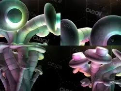 扭曲在一起的发光卡通蘑菇动画工程mushroom