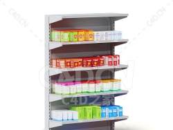 C4D商场超市药物货架模型下载market shelf medicine