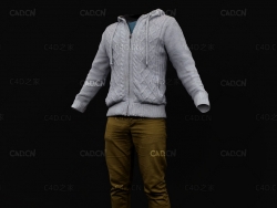 男装衣服连帽运动夹克C4D OCTANE模型 clothes