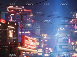 赛博朋克未来科幻街道楼房3D模型 KitBash3D Props – Cyber Streets(MAX/OBJ/FBX/MTL)