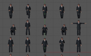 [含绑定]C4D商务男（斜领西装）-16款动作