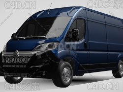 雪铁龙封闭式玻璃面包车货车2014款C4D汽车模型下载