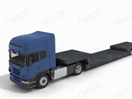 低平板半挂车C4D模型 trailer 3d model