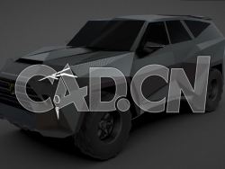 C4D多边形卡通越野汽车模型
