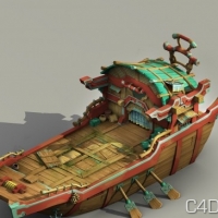 2.5D场景模型古代船模型 Ancient ship