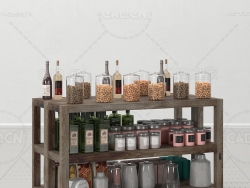 厨房玻璃器皿罐子瓶子料酒红酒C4D模型