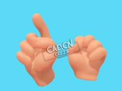卡通手食指点击手势拳头C4D模型下载 Cartoon hands