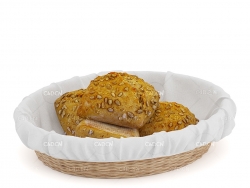 柳条篮子里的黑面包 Dark buns in wicker basket