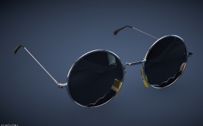 复古圆形眼镜、复古老板镜、太子镜、圆圆眼镜、老式圆形墨镜、太阳镜C4D模型