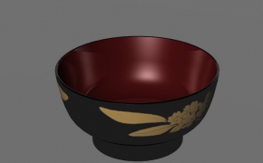 黑花塑料碗C4D模型 plastic bowl